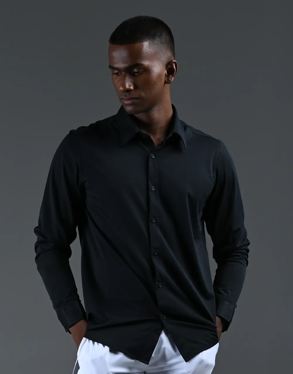 Black cotton long sleeve shirt
