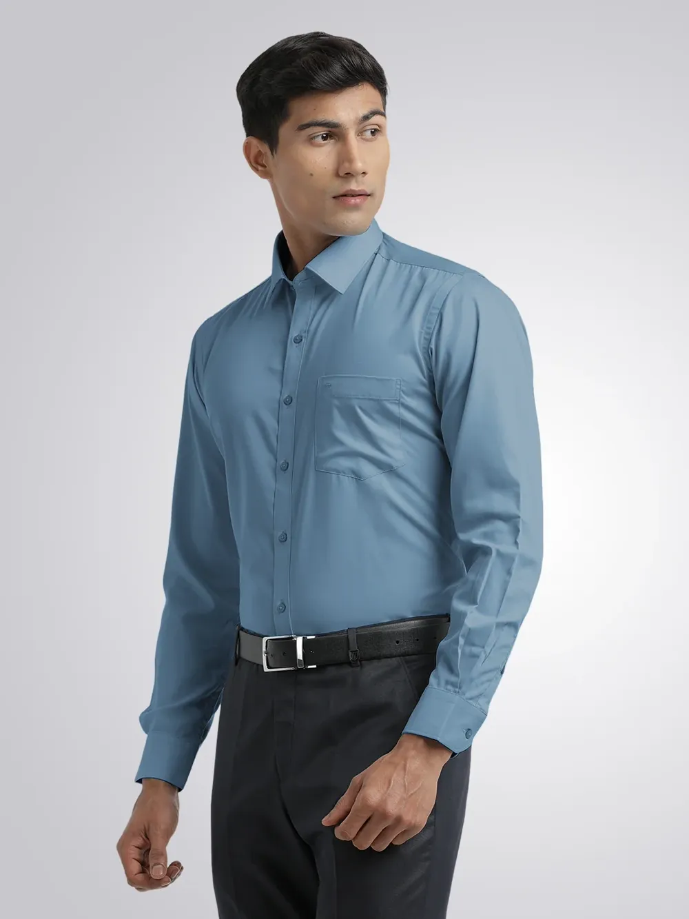 Teal green formal long sleeve shirt