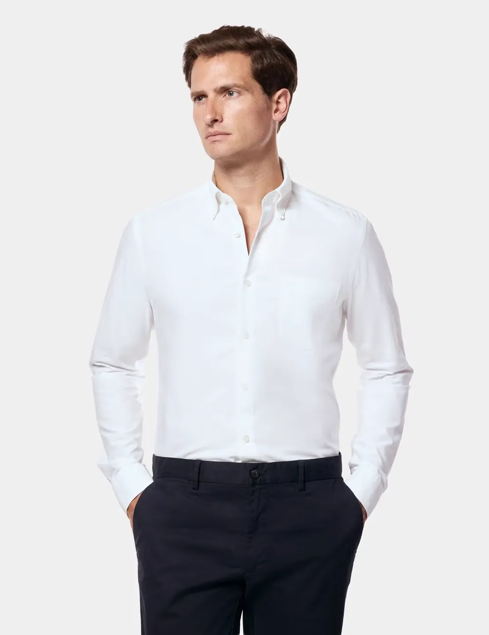 White tailored cotton long sleeve shirt